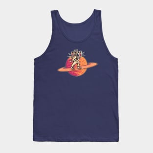 Funky Retro Astronaut with a Boombox Tank Top